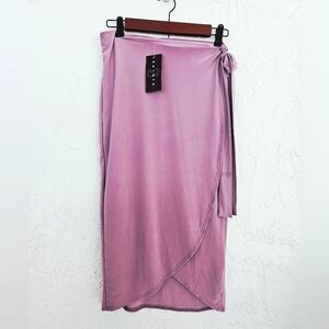 Nwt 21 Saints Faux Mauve Wrap Womens Skirt   M Summer Boho Chic Euro Coquette